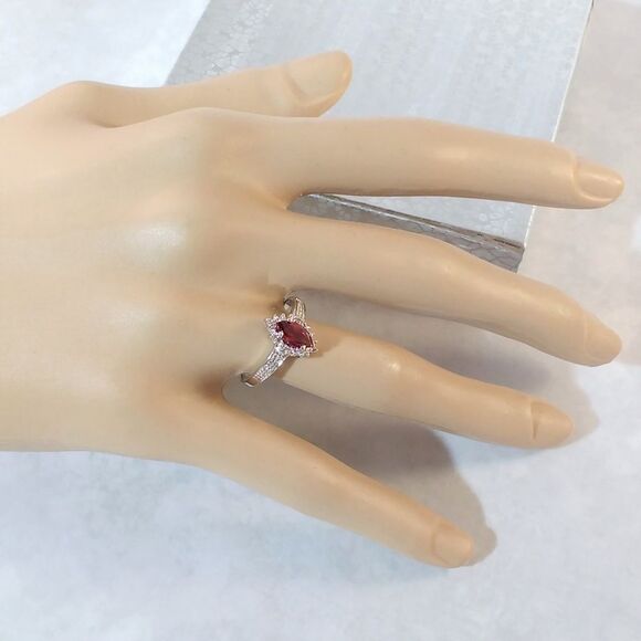 Garnet Marquise Ring Sterling Silver Size 7 - Picture 7 of 8